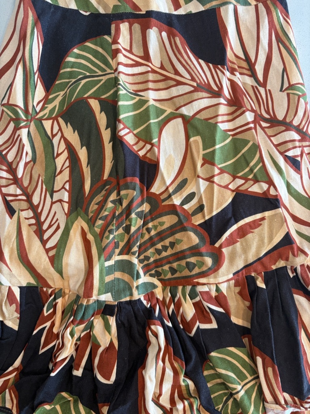 Zara Tropical Leaf Tiered Maxi Skirt in Green, Black, Cream - Picture 3 of 7